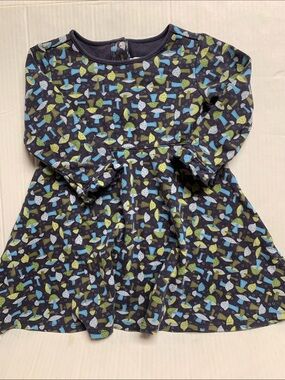 Gymboree Vintage Rare Hide And Seek Mushroom Print Dress Blue Green Size 2T